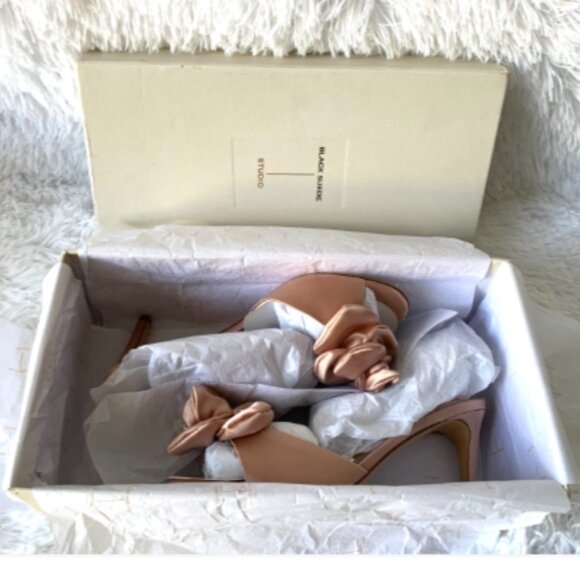 NIB BLACK SUEDE STUDIO Josey 65 Mule Sandals Color Old Rose Satin 6 MSRP $230 - Picture 7 of 16